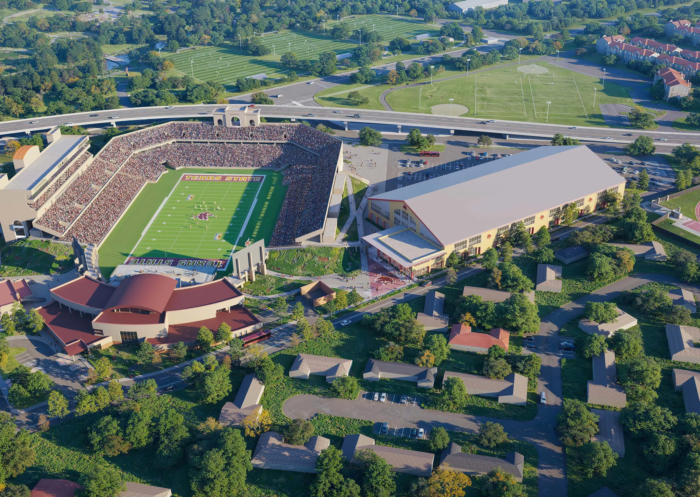 Aerial view of facilities